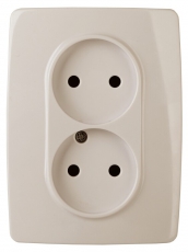 12-2007-02 Электроустановка ЭРА Розетка 2X2P, 16А-250В, б.л., Эра12, слоновая кость | Б0038811 | ЭРА