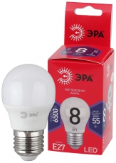 Лампа светодиодная RED LINE LED P45-8W-865-E27 R E27 / Е27 8Вт шар холодный дневной свет | Б0045359 | ЭРА