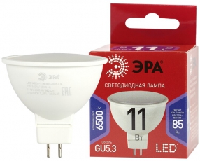 Лампа светодиодная ЭКО LED MR16-11W-865-GU5.3 R (диод, софит, 11Вт, хол, GU5.3) | Б0045347 | ЭРА