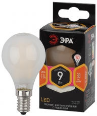 Лампа светодиодная F-LED F-LED P45-9w-827-E14 frost (филамент, шар мат, 9Вт, тепл, E14) | Б0047021 | ЭРА