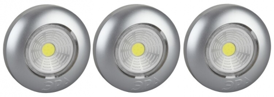 Светильник пушлайт (подсветка) 1хLED (COB) 3xAAA SB-504 Аврора серебристый (3 шт. в коробке) | Б0031043 | ЭРА