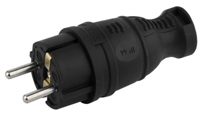 V8-B-IP44 ЭРА Вилка каучуковая з/з прямая 16A IP44 черная | Б0044540 | ЭРА