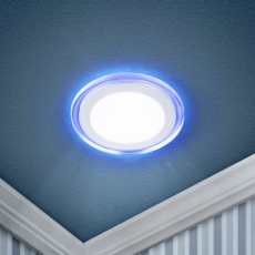 Светильник точечный встраиваемый светодиодный LED 3 6Вт 4000К белый круг с синей подсветкой| Б0017492 | ЭРА