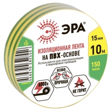 ПВХ-изолента 15мм*10м желто-зеленая | C0036559 | ЭРА