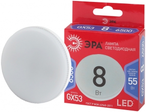 Лампа светодиодная RED LINE LED GX-8W-865-GX53 R GX53 8Вт таблетка холодный дневной свет | Б0045333 | ЭРА