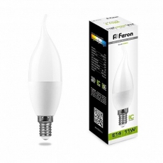 Лампа светодиодная LB-770 (11W) 230V E14 4000K свеча на ветру | 25940 | FERON