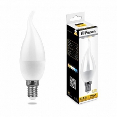 Лампа светодиодная LB-97 (7W) 230V E14 2700K свеча на ветру | 25760 | FERON