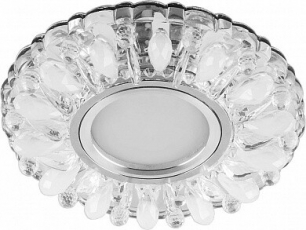 Светильник точечный встраиваемый под лампу, с LED подсветкой CD914 15LED*2835 SMD 4000K, MR16 50W G5.3, прозрачный-матовый, хром | 29535 | FERON