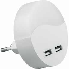Светильник ночник c 2мя USB выходами, FN1122 0,45W 230V, белый | 41021 | Feron