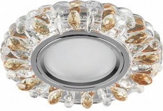 Светильник точечный встраиваемый под лампу, с LED подсветкой CD916 15LED*2835 SMD 4000K, MR16 50W G5.3, прозрачный-коричневый, хром | 28990 | FERON