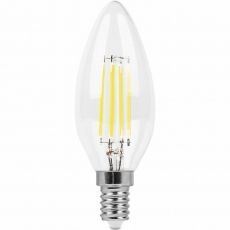 Лампа светодиодная LB-713 (11W) 230V E14 4000K филамент С35 прозрачная | 38008 | FERON