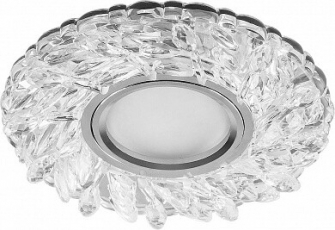 Светильник точечный встраиваемый под лампу, с LED подсветкой CD915 15LED*2835 SMD 4000K, MR16 50W G5.3, прозрачный, хром | 28987 | FERON