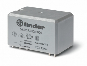 Силовое электромеханическое реле; монтаж на печатную плату, раздвоенные выводы; 2NO 30A; контакты AgCdO; катушка 24В DC; степ | 662290240300 | Finder