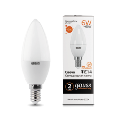 Лампа светодиодная LED 6Вт E14 220В 3000К Elementary свеча | 33116 | Gauss