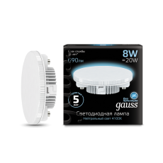 Лампа светодиодная LED 8Вт GX53 220В 4100К | 108008208 | Gauss