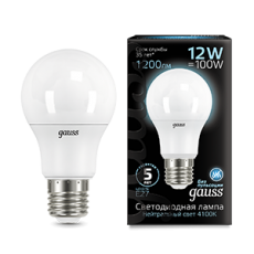 Лампа светодиодная LED 12Вт E27 220В 4100К A60 шар | 102502212 | Gauss