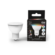 Лампа светодиодная Smart MR16 6W GU10 RGBW+dim 1/10/100 | 101106406 | Gauss
