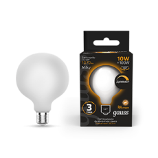 Лампа светодиодная Filament G125 10W 1070lm 3000К Е27 milky диммируемая LED 1/20 | 187202110-D | Gauss