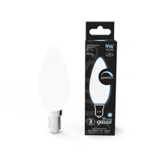 Лампа светодиодная Filament Свеча 9W 610lm 4100К Е14 milky диммируемая LED 1/10/50 | 103201209-D | Gauss