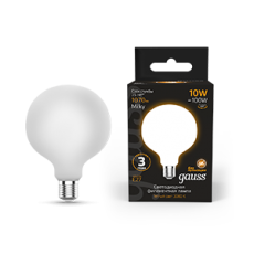Лампа светодиодная Filament G125 10W 1070lm 3000К Е27 milky LED 1/20 | 187202110 | Gauss