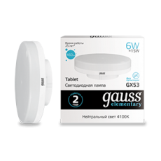 Лампа светодиодная LED Elementary GX53 6W 460lm 4100K | 83826 | Gauss