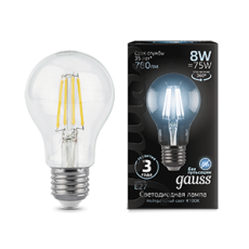 Лампа светодиодная Black LED Filament A60 E27 8W 780lm 4100К | 102802208 | Gauss