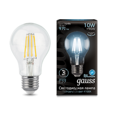 Лампа светодиодная Black LED Filament A60 E27 10W 970lm 4100К | 102802210 | Gauss