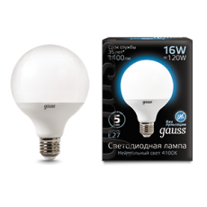 Лампа светодиодная Black LED G95 E27 16W 1400lm 4100K | 105102216 | Gauss