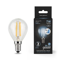 Лампа светодиодная Black LED Filament Шар E14 7W 580lm 4100K step dimmable | 105801207-S | Gauss