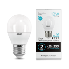 Лампа светодиодная LED Elementary Шар 12W 920lm E27 4100K | 53222 | Gauss
