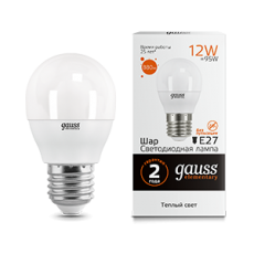 Лампа светодиодная LED Elementary Шар 12W 880lm E27 3000K | 53212 | Gauss