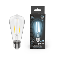 Лампа светодиодная Filament ST64 10W 970lm 4100К Е27 | 157802210 | Gauss