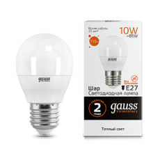 Лампа светодиодная LED Elementary Шар 10W E27 880lm 3000K | 53210 | Gauss