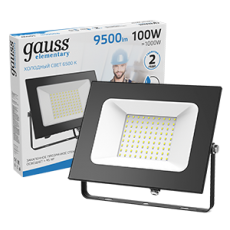 Прожектор светодиодный 100W IP65 6500К черный | 613100100 | Gauss