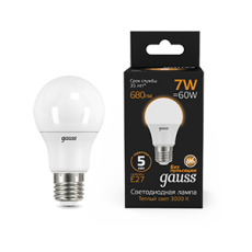 Лампа светодиодная LED 7Вт E27 220В 2700К A60 | 102502107 | Gauss