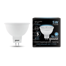 Лампа светодиодная LED 5Вт GU5.3 12В 4100К MR16 | 201505205 | Gauss