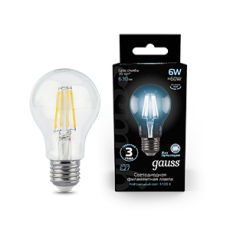 Лампа светодиодная LED 6Вт E27 220В 4100К A60 | 102802206 | Gauss