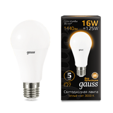 Лампа светодиодная Black LED A60 16W E27 1420m 3000K | 102502116 | Gauss