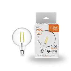 Лампа светодиодная Basic Filament G125 11,5W 1490lm 2700К Е27 LED 1/20 | 1111212 | Gauss
