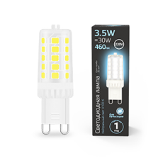 Лампа светодиодная G9 AC185-265V 3,5W 460lm 4100K керамика LED 1/10/200 | 107009205 | Gauss