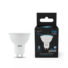 Лампа светодиодная MR16 5W 530lm 6500K GU10 LED 1/10/100 | 101506305 | Gauss