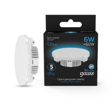 Лампа светодиодная GX53 6W 530lm 6500K LED 1/10/100 | 108008306 | Gauss