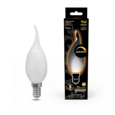 Лампа светодиодная Filament Свеча на ветру 9W 590lm 3000К Е14 milky диммируемая LED 1/10/50 | 104201109-D | Gauss