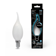 Лампа светодиодная Filament Свеча на ветру 9W 610lm 4100К Е14 milky диммируемая LED 1/10/50 | 104201209-D | Gauss