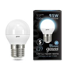 Лампа светодиодная LED Globe E27 9.5W 4100K | 105102210 | Gauss