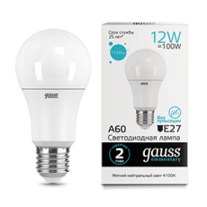 Лампа светодиодная LED 12Вт E27 220В 4100К Elementary A60 | 23222 | Gauss