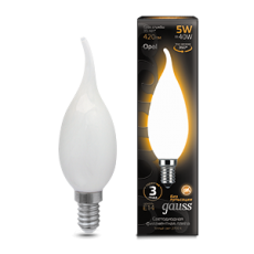 Лампа светодиодная LED 5Вт E14 220В 2700К свеча на ветру | 104201105 | Gauss