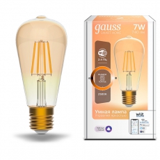 Лампа светодиодная филаментная Smart Home DIM E27 ST64 Golden 7 Вт 1/10/40 | 1290112 | Gauss