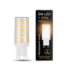 Лампа светодиодная Black LED G9 AC185-265V 5W 500lm 2700K керамика | 107309105 | Gauss