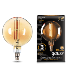 Лампа светодиодная LED Vintage Filament G200 8W E27 200*300mm Amber 780lm 2400K 1/6 | 153802008 | Gauss